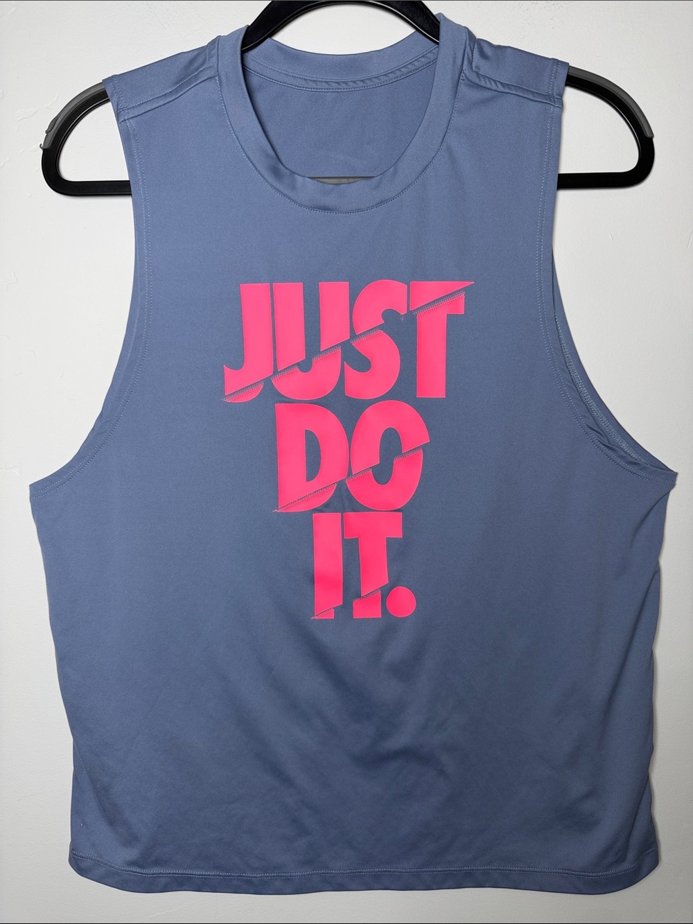 Nike womens muscle tee Blue Sleeveless Tank Bright Pink JUST DO IT dri-fit M gym